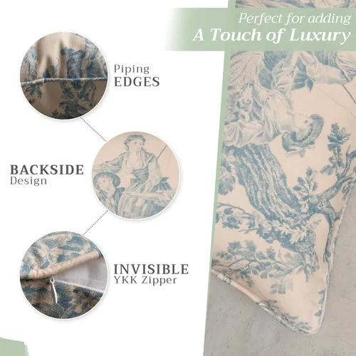 Vista 4 de Maison d' Hermine Fundas de almohada decorativas de 18 x 18 pulgadas, cuadradas, 100% algodón, con cremallera invisible, funda de cojín para sala