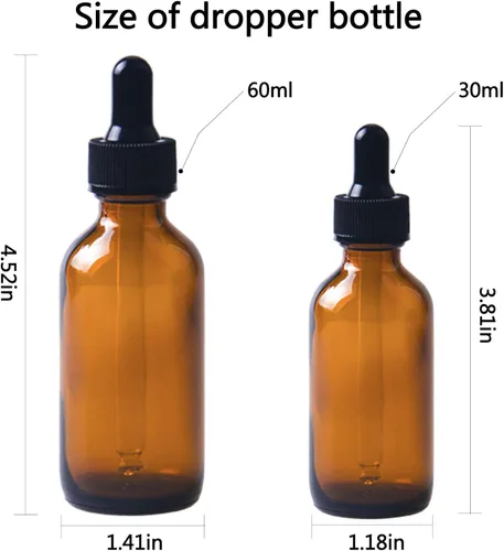 Vista 2 de Paquete de 48 botellas con cuentagotas de vidrio ámbar de 1 oz, botellas cuentagotas con cuentagotas de vidrio para aceites esenciales, perfumes