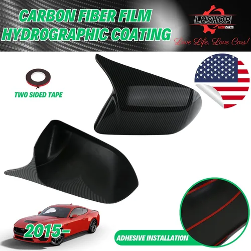 Vista 2 de Tapas de cubierta de espejo lateral de fibra de carbono con acabado brillante para Ford Mustang GT/Ecoboost/Shelby 2015-2024 - Decoraciones