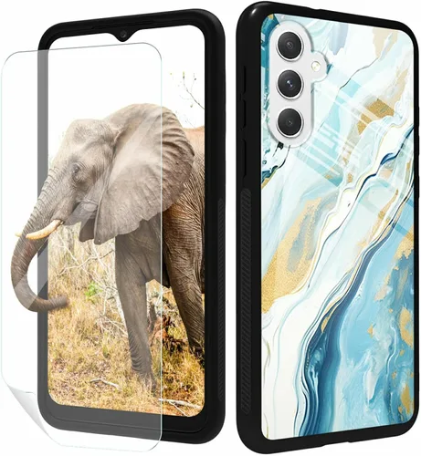 Vista 130 de for Samsung Galaxy A17 5G Phone Case 6.7" with Screen Protector Slim Tempered Glass Back Cover A Purple Cat Design Shockproof Protective Case for