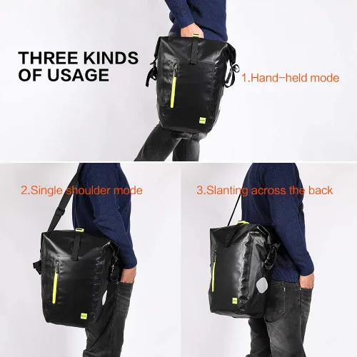 Vista 7 de Rhinowalk Bolsa de alforja para bicicleta impermeable Bolsa de bicicleta de 23L para portaequipajes de carga de bicicleta Bolsa de sillín Bolsa