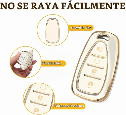 Vista 3 de FT FUNTOR - Funda para llavero Chevy con 4 botones Dorado/blanco