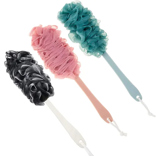 Esponja de malla de nailon suave para ducha, esponja de malla de nailon suave para ducha, esponja en un palo para hombres y mujeres, exfoliante para
