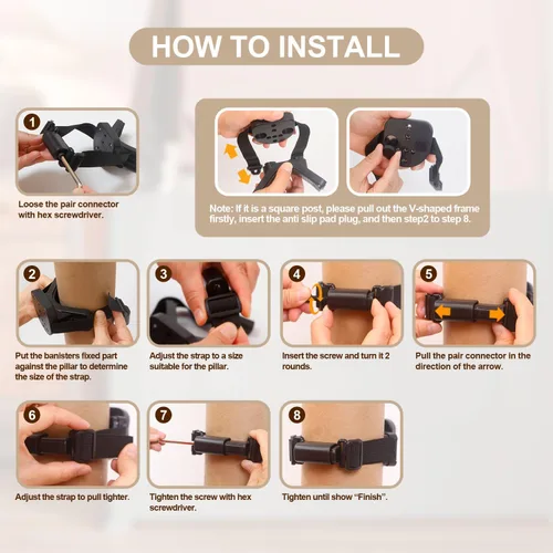 Vista 7 de Paquete de 2 puertas retráctiles para puerta de bebé sin agujeros para puerta retráctil Miumoon para puerta retráctil, sin taladro, ajuste de pieza