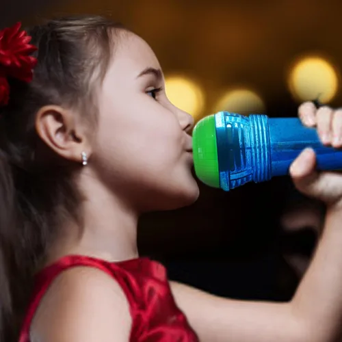Vista 6 de Novelty Place Micrófono Echo para Niños y Pequeñitos - Micrófono de Karaoke Mágico sin Batería, Amplificador de Voz, Juguete Retro para Cantar, Azul