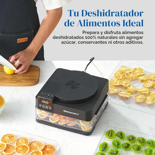 Vista 4 de Elite Gourmet EFD422 Deshidratador de alimentos digital con 5 bandejas libres de BPA, ventilador y calentador montados en la parte superior