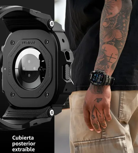 Vista 4 de ULTIMAL - Funda resistente con correa para Apple Watch 49mm, compatible con Apple Watch Ultra 3/2/1, cubierta protectora a prueba de golpes de grado