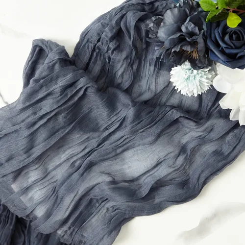 2 caminos de mesa de 13 pies para bodas, camino de mesa de algodón de lino, caminos de mesa de gasa, decoración de fiesta nupcial, decoración de