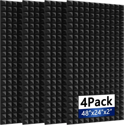 Vista 10 de 1 Paquete de Paneles de Espuma a Prueba de Sonido 48"×24"×2" Paneles de Pared Insonorizados de Recuperación Rápida Paneles de Amortiguación