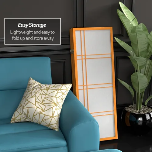 Vista 98 de Pantalla Shoji corta de doble cruz de 4 pies - Negro - 6 paneles