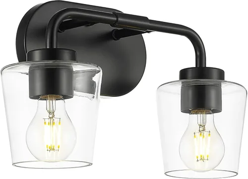 Vista 10 de AD-22004-2W-SN - Lámparas de baño sobre espejo, 2 luces de níquel cepillado con vidrio blanco leche, apliques de pared vintage de granja