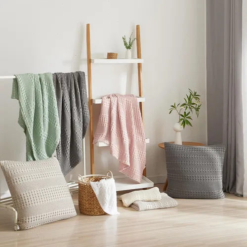 Vista 294 de PHF - Fundas de almohada 100% algodón con tejido gofre europeo, 26 x 26 pulgadas, 2 unidades para decoración elegante del hogar, para cama, sin