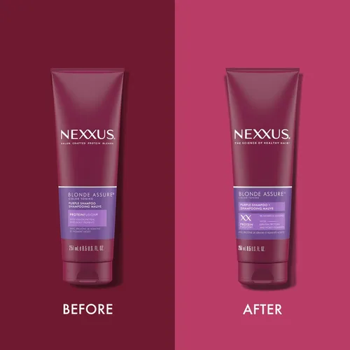 Vista 3 de Nexxus Blonde Assure - Champú morado para el cuidado del color del cabello rubio, proteína de queratina, 8.5 onzas