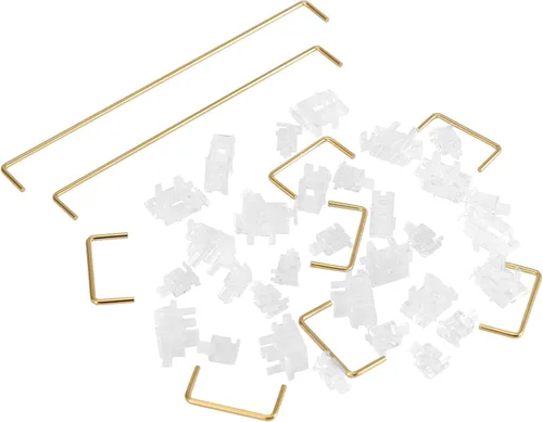 Vista 4 de ZugGear DUROCK - Estabilizador de montaje de placa transparente transparente con cables chapados en oro compatible con estabilizadores de placa