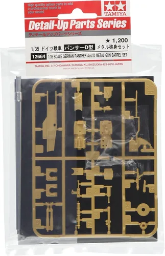 Tamiya Dickie 300012664 300012664-1:35 Metal Cannon Tube Panther, pieza de repuesto, fabricación de modelos, accesorios