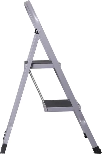 Vista 7 de JungleA Escalera de 2 escalones, taburete plegable pequeño, escalera ligera y resistente para adultos, adecuada para el hogar, cama, cocina