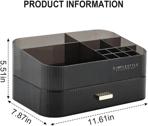 Vista 3 de BREIS Makeup Organizer with Stackable Drawer, Large Vanity Bathroom Organizers for Desk Dresser Countertop, Ideal Storage for Cosmetics, Skincare