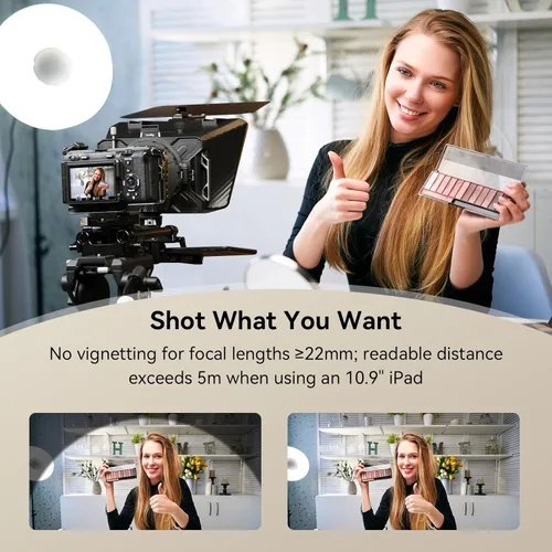 Vista 4 de SMALLRIG Teleprompter para iPad Tablet de hasta 11 pulgadas, no para Smartphone, SmallGoGo APP soporta PDF Picture Word TXT, debe funcionar