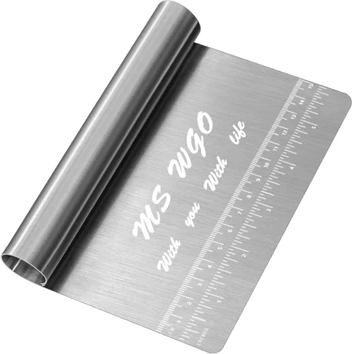 Raspador/Cortador/Picador de Masa Pro Dough para Pastelería de Acero Inoxidable Pulido Espejo con Escala de Medición Multiusos - Pastel, Cortador de