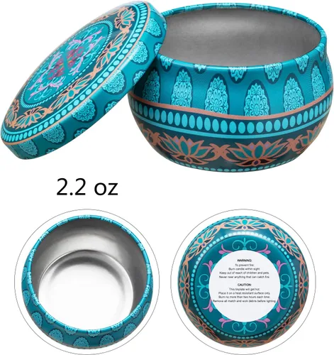 Vista 2 de Domivirgo - Latas de vela con tapas, recipientes redondos de hojalata de 2.2 onzas con mechas, soporte para mechas, calcomanías de mecha para hacer