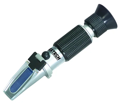Extech RF11 Refractómetro portátil de sacarosa Brix con compensación automática de temperatura, rango Brix 0-10%, probador óptico portátil para