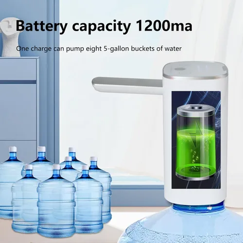 Vista 6 de Electric Water Bottle Pump Rechargeable Water Dispenser Autofolding Spout Smart Portable USB Charging for Kitchen Office Home Camping Bedroom