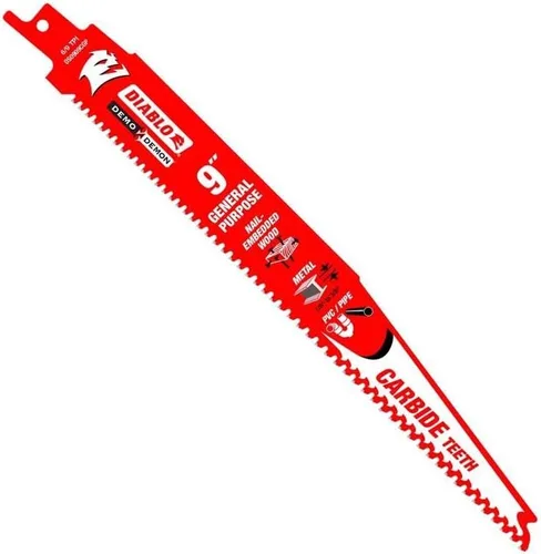 Diablo Demo Demon DS0909CGP3 - Hojas de sierra recíproca de dientes de carburo para cortes generales, diseño de dientes de carburo, 9 pulgadas de