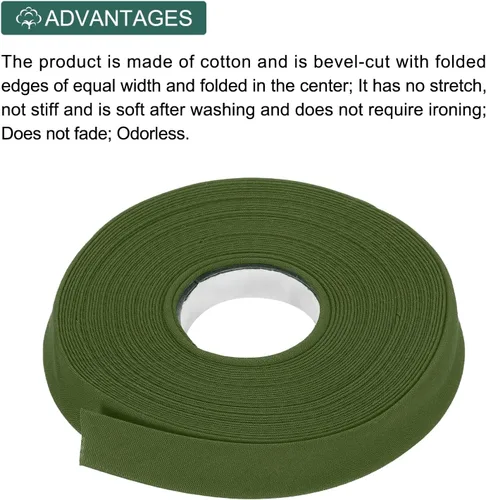 Vista 560 de MECCANIXITY Cinta al bies de doble pliegue de 1/2 pulgada de poliéster continuo a granel para costura, costura, dobladillo, encuadernación y Beige