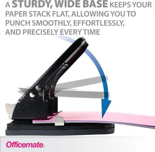 Vista 2 de Officemate Perforadora de 3 agujeros de servicio medio con mango ergonómico, capacidad de 30 hojas, color negro (90088)