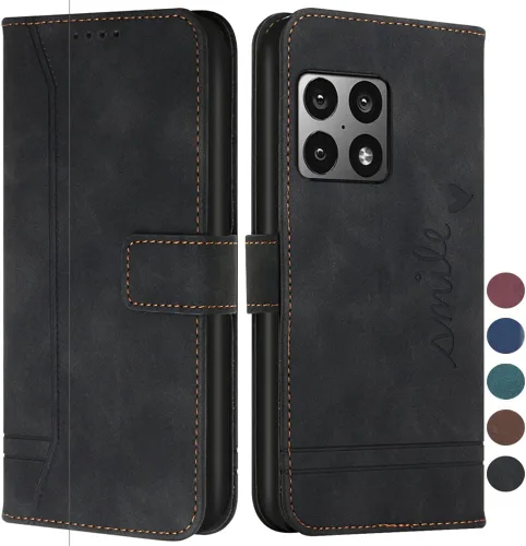 Funda tipo cartera para OnePlus 10 Pro, OnePlus 10 Pro con tarjetero de cuero con función atril, protección completa magnética compatible con