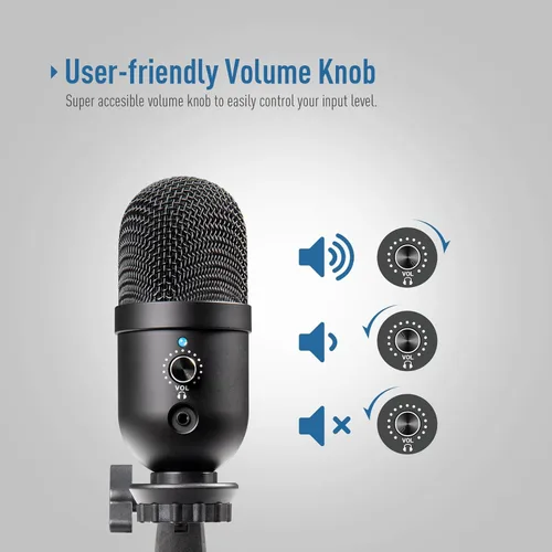Vista 4 de Micrófono de condensador USB, micrófono de juegos para PC y Mac, ideal para transmisión, podcasting, grabación de estudio, YouTube, patrón polar