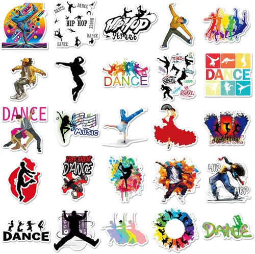 Vista 4 de 50 calcomanías de baile Hip Hop, parches de grafiti para adolescentes 50 piezas Hip Hop Dance