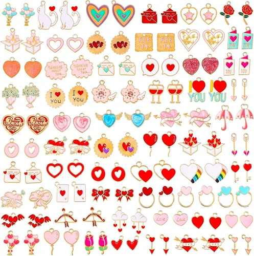Vista 8 de Modacraft - 120 piezas de dijes navideños para la fabricación de joyas, múltiples estilos de dijes esmaltados en oro con Santa, copo de nieve, árbol