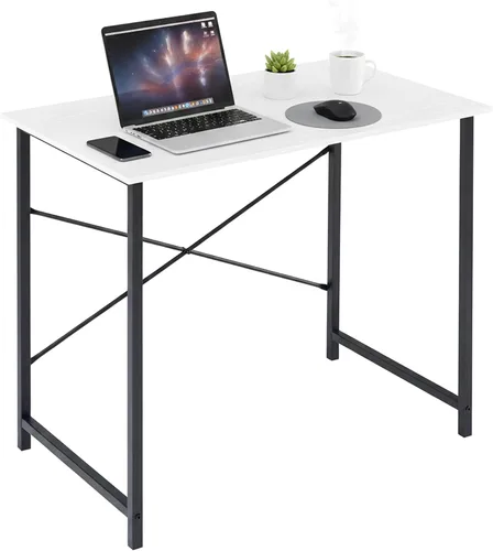 Vista 11 de Escritorio para computadora de 32 pulgadas, escritorio simple para oficina en casa, mesa de estudio, marco de metal resistente, escritorio MDF