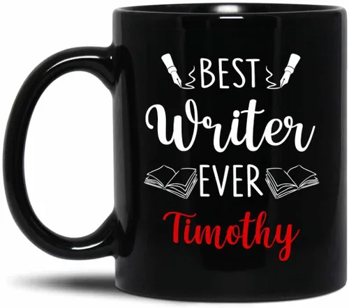 Vista 10 de Taza de café con texto en inglés «A Truly Amazing Author Is Hard To Find Difficult To Part With And Impossible To Forget», taza de café negra