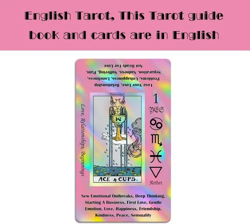Vista 8 de Smoostart Pink Tarot Cards for Beginners with Meanings on Them, Surface Laser Cards Holographic Tarot with Guide Book, Tarot Cards Deck with Keywords