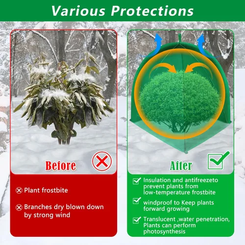 Vista 5 de Paquete de 2 cubiertas de invierno para plantas, protección contra la congelación, cubiertas para arbustos para protección contra heladas
