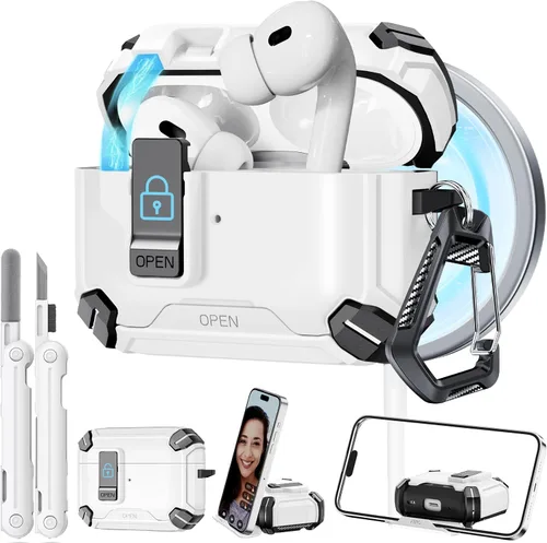 Vista 8 de Estuche con cierre de seguridad para AirPods Pro 2 con soporte para teléfono, compatible con MagSafe, funda para Apple AirPods Pro de 2ª/1ª