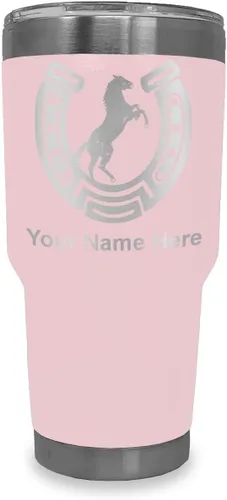 Vista 29 de LaserGram Vaso personalizado de 20 onzas, herradura con caballo (negro)