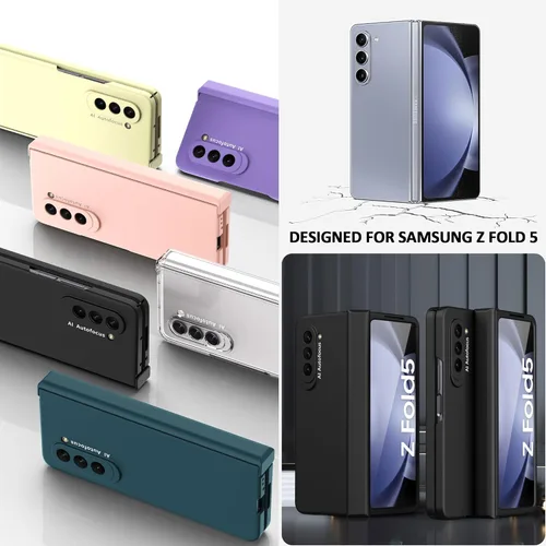 Vista 7 de Funda diseñada para Samsung Galaxy Z Fold 5 con protección de bisagra, funda rígida ultrafina de PC Fold 5 con protector de pantalla frontal, funda