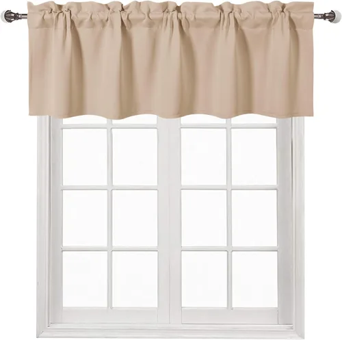 Vista 14 de DWCN Cenefa para ventana de cocina, con bolsillo para barra, para ventana, sala de estar/sótano, 36 x 16 pulgadas de largo, 1 panel, beige
