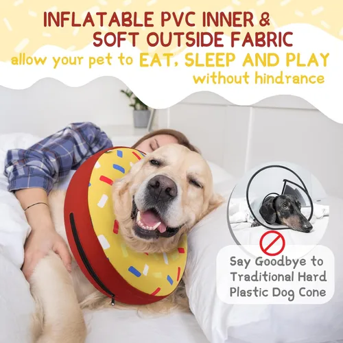 Vista 3 de Supet Collar de Cono Inflable para Perro Alternativa Después de la Cirugía, Collar de Cuello de Dona para Perro de Recuperación Collar E, Collar