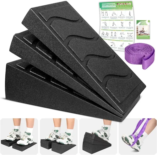 ODCPN Squat Wedge Block, 5 Adjustable Angles Slant Board for Calf Stretching with Stretching Strap & Poster, 520 LBS Heel Elevated Squat Wedge