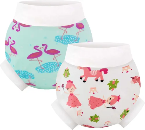 EZ Moms 2 paquetes de pañales de natación reutilizables, talla 2, suaves y sedosos, pañales de natación para bebés pequeños, 2T, pañales