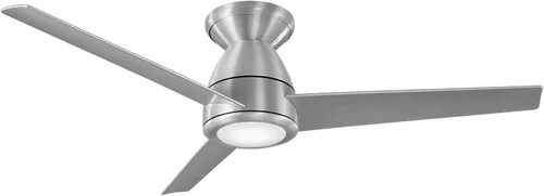 Tip Top - Ventilador de techo inteligente de 3 aspas para interior y exterior, 44 pulgadas, montaje empotrado de aluminio cepillado con kit de luz