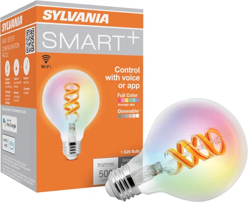Vista 15 de Sylvania WiFi LED Smart ST19 RGBW - Bombilla de filamento de color y acabado ámbar, 7 W eficiente, para Alexa/Google Assistant, 2000 K, no requiere