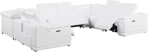 Vista 457 de BlackJack Furniture Venice - Sofá modular de cuero italiano de grano superior de 5 piezas con 3 reclinables eléctricos, reposacabezas ajustable