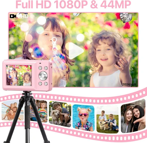 Vista 2 de Digital Camera, FHD 1080P Digital Camera for Kids with 32GB SD Card Compact Point and Shoot Camera 16X Zoom Anti Shake Portable Cameras Small Camera