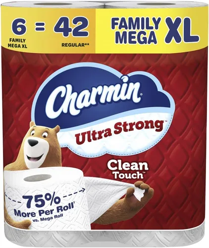 Charmin Papel higiénico ultra fuerte y limpio, 6 rollos Mega XL familiares = 42 rollos regulares