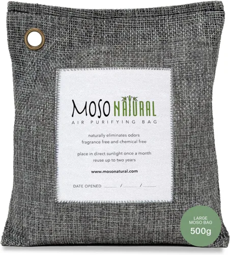 Moso Natural Bolsa purificadora de aire de 17.64 oz | Absorbente de olores de carbón de bambú premium para el hogar, dormitorio, cocina, sótano |